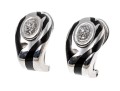 18k White Gold Stunning Black Enamel And Pave Diamond Half Hoop Earrings