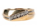 14k Yellow Gold Offset Diagonal Profile Diamond Set Ring, App. 0.03 TCW, Size 9.75