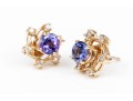 14K Tanzanite Stud Earrings With Diamond Earring Jackets