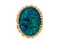 14k Yellow Gold Stunning Blue Green Opal Doublet Ring, Size 5.5