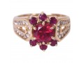 14K Yellow Gold Synthetic Ruby And Diamond Ring, Size 7.75 *UPDATED*