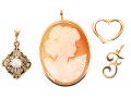 14K Pendants And Cameo Brooch/pendant