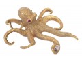 Playful 18k Yellow Gold Diamond Ruby Eyed Octopus Brooch