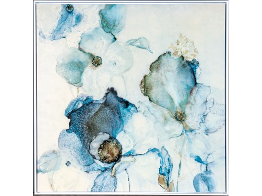 Pair Of Decorative Blue Floral Wall Art Prints