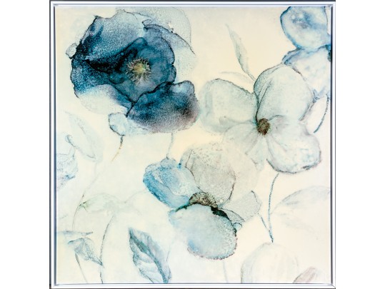 Pair Of Decorative Blue Floral Wall Art Prints