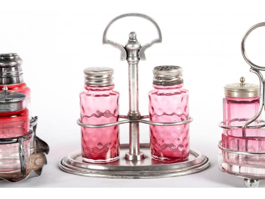 Cranberry Glass Spice Shaker Cruets