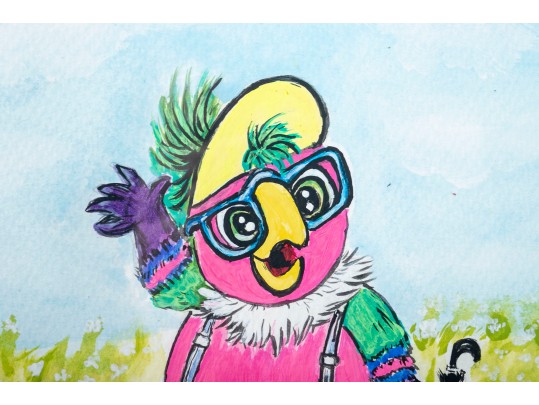 Liuba Fehl (American [SC], B. 1962) Acrylic On Paper Paintings Of Fun Animals