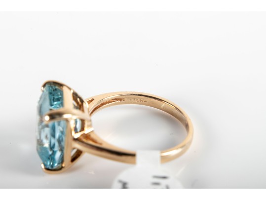 14k Yellow Gold Aquamarine Ring Size 7