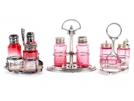 Cranberry Glass Spice Shaker Cruets