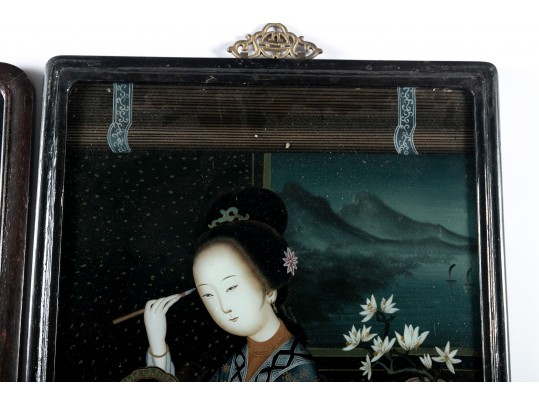 Chinese Reverse Paintings On Glass, Beautiful Women