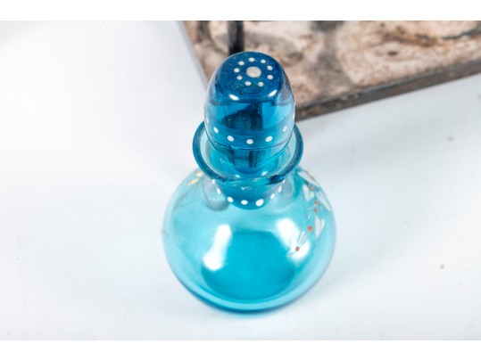 Painted Blue Glass Spice Shaker Cruets