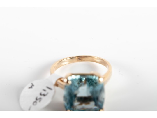 14k Yellow Gold Aquamarine Ring Size 7