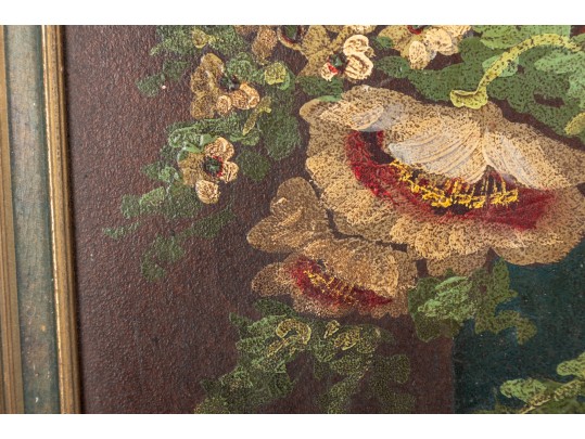 Nicely Aged Painting On Board Floral Still Life