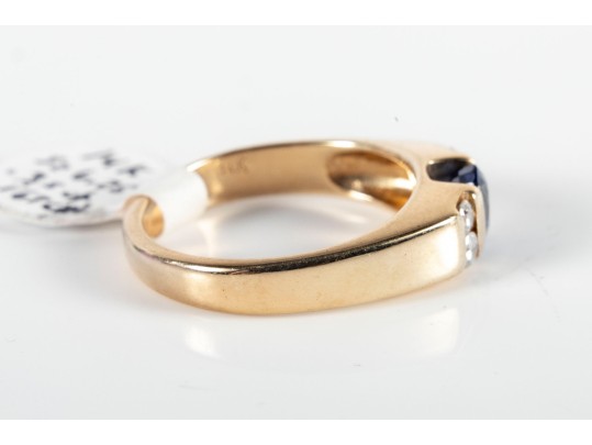 14k Yellow Gold Sapphire And Diamond Ring Size 6