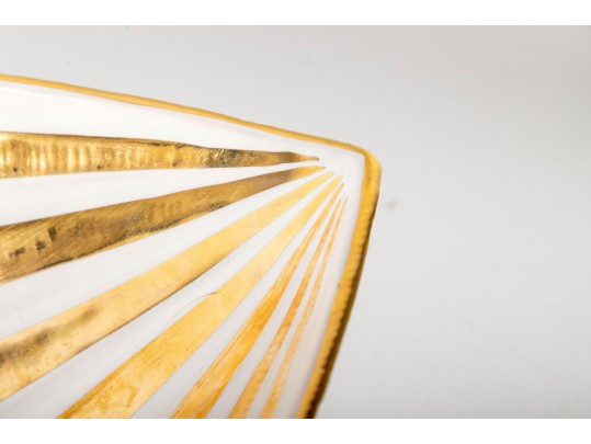 Johnathan Adler White And Gilt Ceramic Bowl