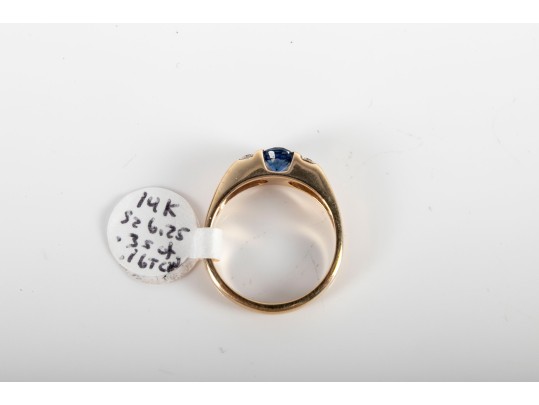 14k Yellow Gold Sapphire And Diamond Ring Size 6