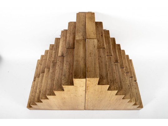 Group Of Four Large Stair-Form Wood Decor
