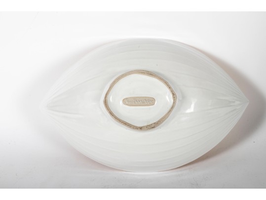 Johnathan Adler White And Gilt Ceramic Bowl