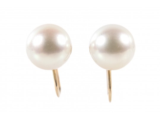 Mikimoto 14k Yellow Gold Cultured Pearl Screw-Back Clip-On Earrings