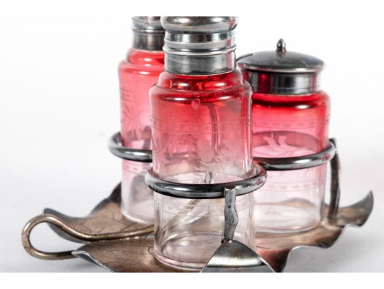 Cranberry Glass Spice Shaker Cruets