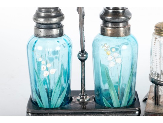 Painted Blue Glass Spice Shaker Cruets