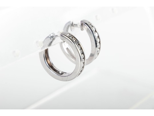 Similar 14k White Gold Diamond Hoop Earrings