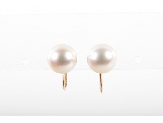 Mikimoto 14k Yellow Gold Cultured Pearl Screw-Back Clip-On Earrings