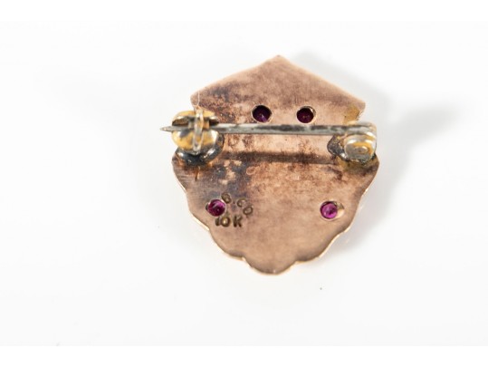 10k Yellow Gold Sapphire Brooch, 20 Years Loyal Service