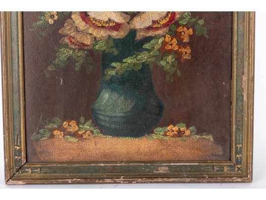 Nicely Aged Painting On Board Floral Still Life