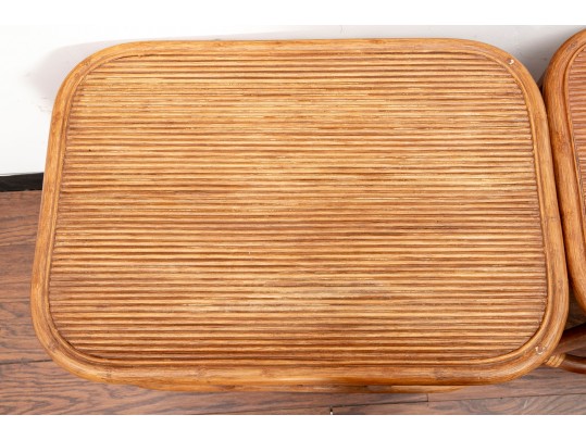 Pair Of MCM Rattan End Tables
