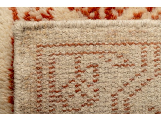 Eye-Catching Turkish Styled Wool Runner Rug In Red And Cream (8'9