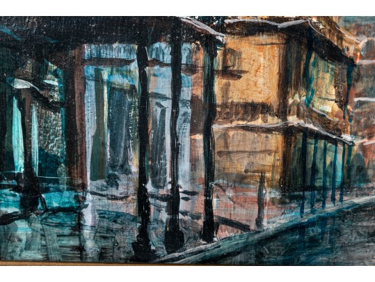 Larry Strickland (American [AL], B. 1948) Oil On Board, City Scene