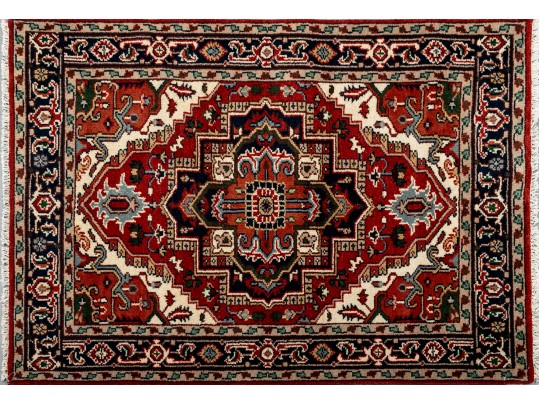 Serapi Wool Area Rug In Red, Black, And Cream (6' X 4') NEW