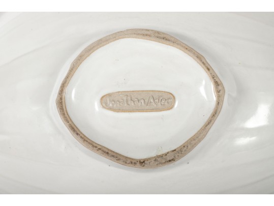 Johnathan Adler White And Gilt Ceramic Bowl