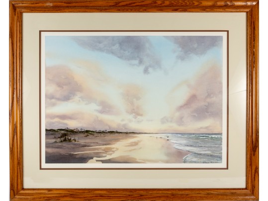 Keith Rose (American [NC], 1920-2007) Large Watercolor, Beach At Sunrise