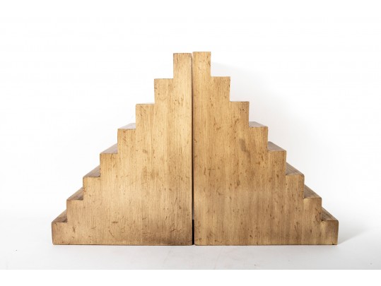 Group Of Four Large Stair-Form Wood Decor