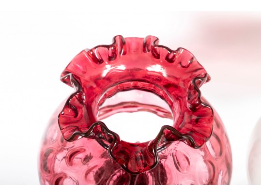 Cranberry And Milk Glass Electric Student Lamp