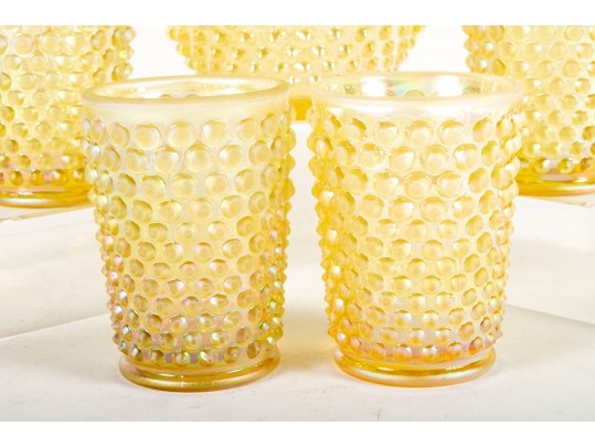 Fenton Yellow Hobnail Carnival Glass Lemonade Set