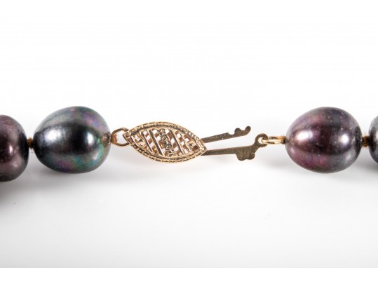 Cultured Brown Pearl Knotted Necklace With A 14k Clasp