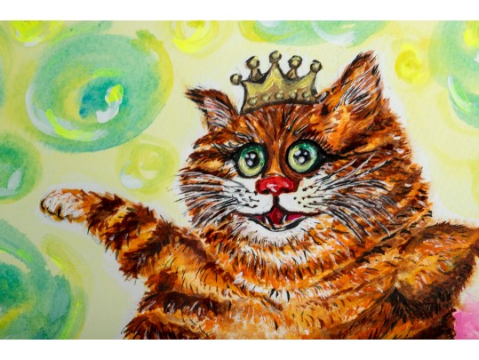 Liuba Fehl (American [SC], B. 1962) Acrylic On Paper Paintings Of Fun Animals