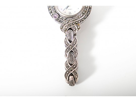 Boma Sterling Silver Wristwatch With MOP And Amethyst