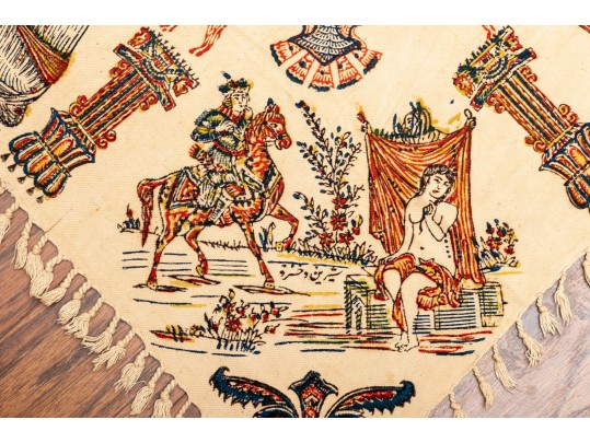 Iranian Vintage Ghalamkar Textile, Figures And Mandala