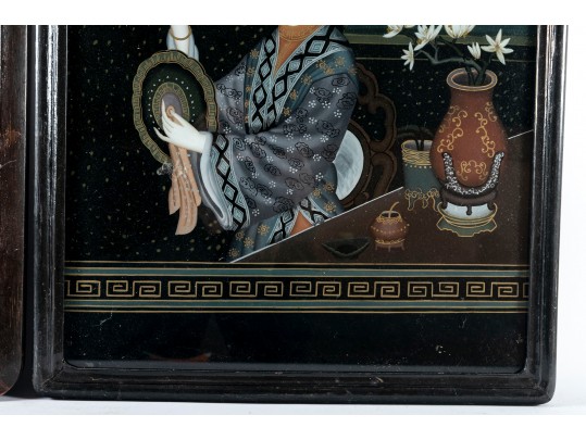 Chinese Reverse Paintings On Glass, Beautiful Women