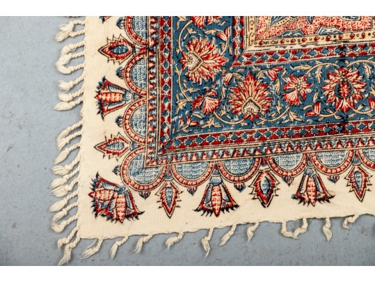 Iranian Vintage Ghalamkar Textile, Florals And Flourishes