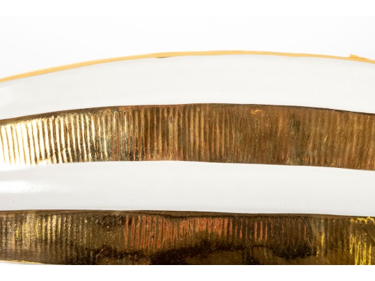 Johnathan Adler White And Gilt Ceramic Bowl