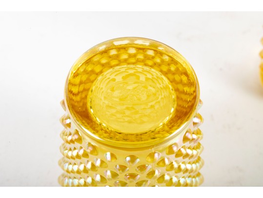 Fenton Yellow Hobnail Carnival Glass Lemonade Set