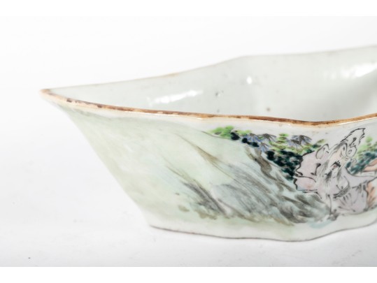Chinese Famille Rose Porcelain Crescent Bowl