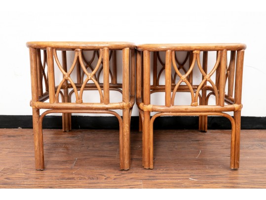 Pair Of MCM Rattan End Tables