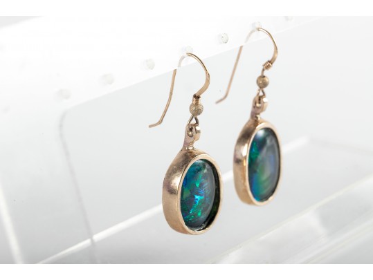 14k Yellow Gold Opalite Dangle Earrings