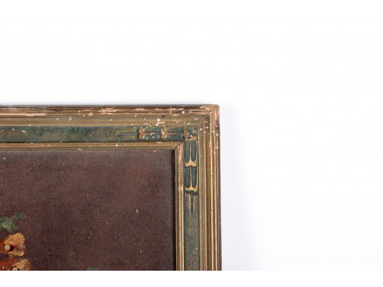 Nicely Aged Painting On Board Floral Still Life